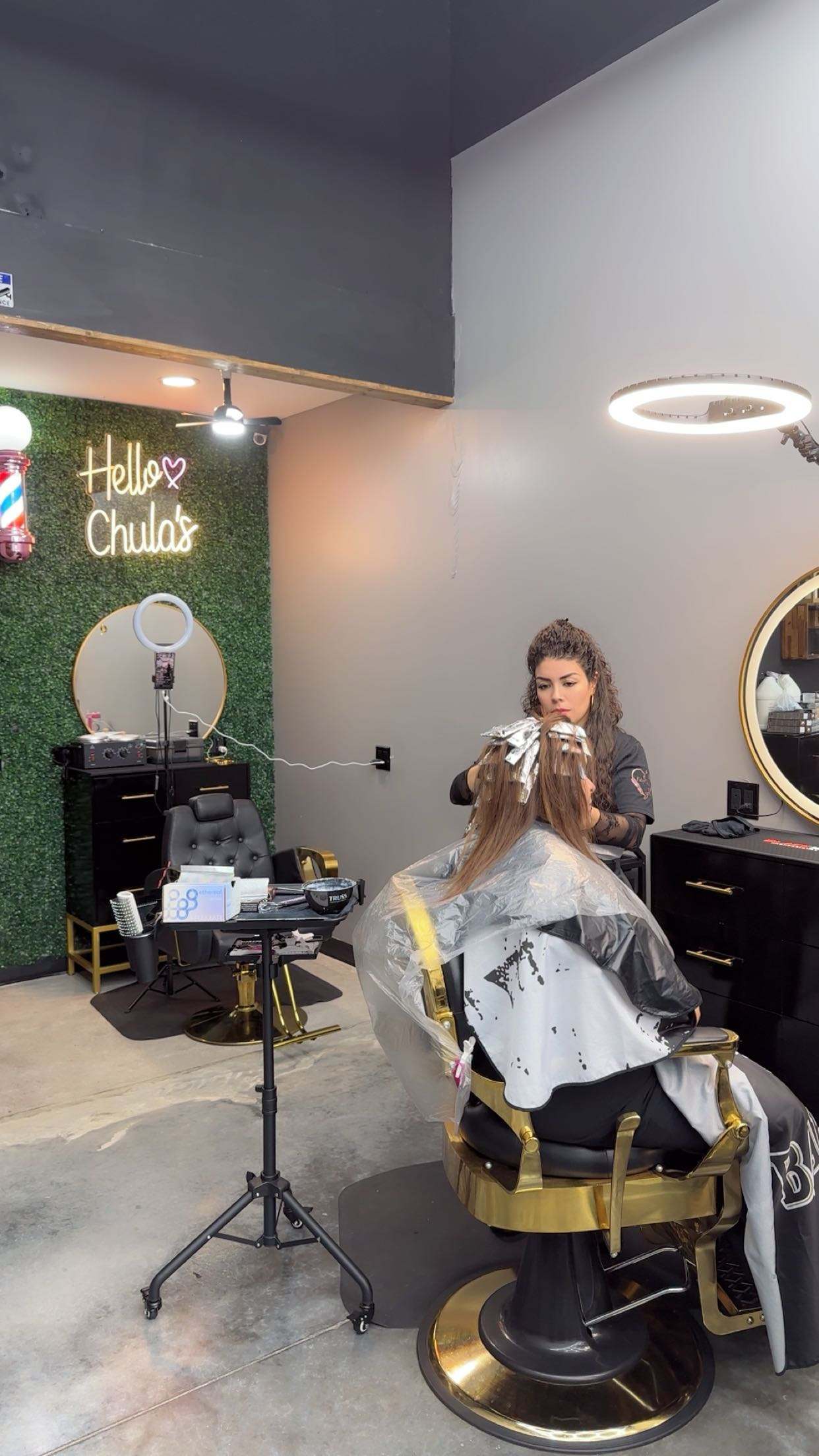 Inside Chulo's Barbershop & Salón in Houston